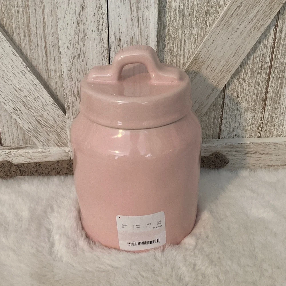 Rae Dunn Pink Ceramic Cotton Tail Cutie Jar